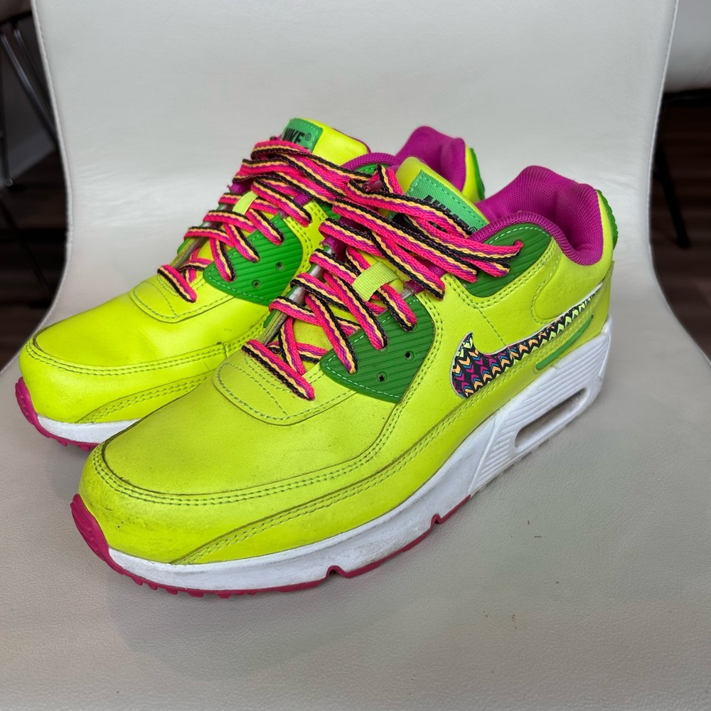 Nike Kids Neon Yellow and Pink Sneakers